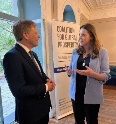 Laura Blumenthal talking to Grant Shapps MP