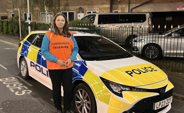 Laura with police car
