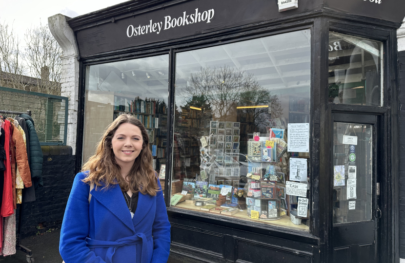 Laura Blumenthal outside Osterley Books