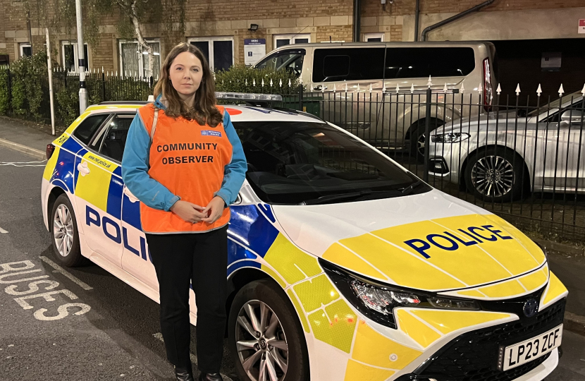 Laura with police car