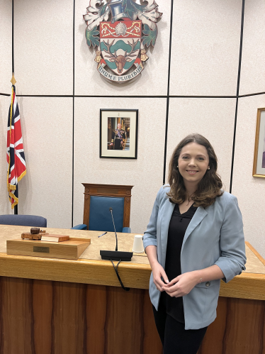 Laura Blumenthal at the Council chamber